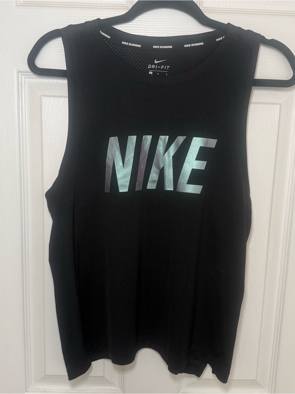 Nike Dri-FIT Black Muscle Tank with Iridescent Logo